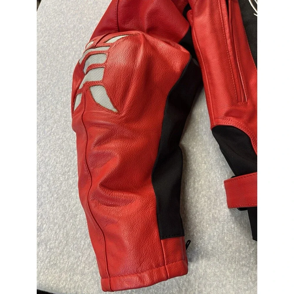 LBZ Motorcycle  Jacket Armored Red Leather Men’s XL Zip Out Lining Biker